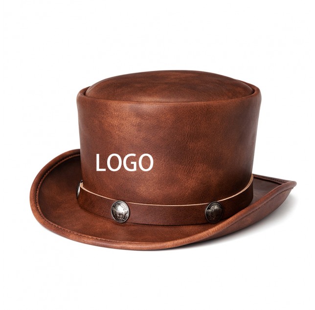 Vintage Leather Bowler Hat