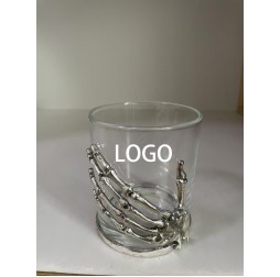 Silver Skull Hand Candle Holder