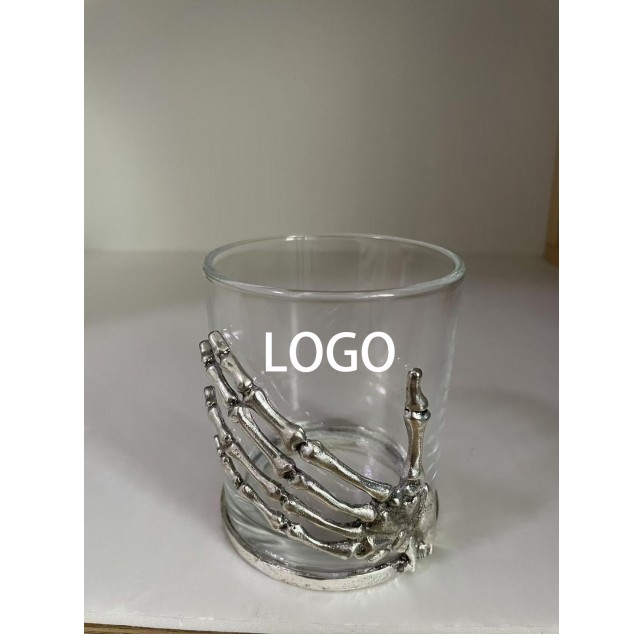 Silver Skull Hand Candle Holder