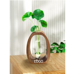 Wooden Frame Glass Vase for Desktop Décor