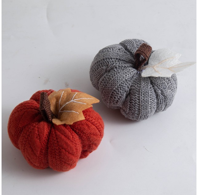 Autumn Harvest Knit Pumpkin Decor