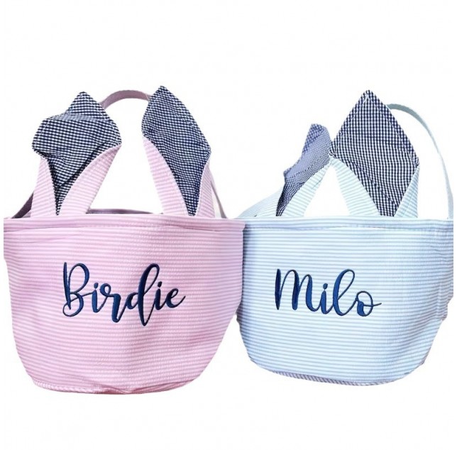 Easter Bunny Ear Embroidered Tote Bag for Kids