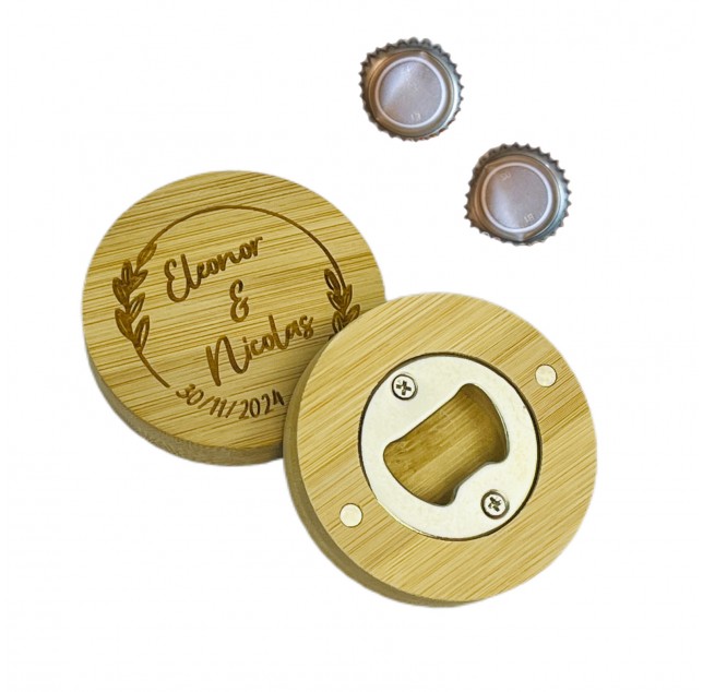 Elegant Wooden Bottle Opener with Magnetic Back - Engraved