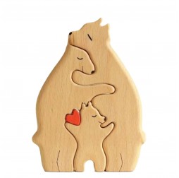 Adorable Wooden Bear Family Puzzle - Heartwarming Art Piece