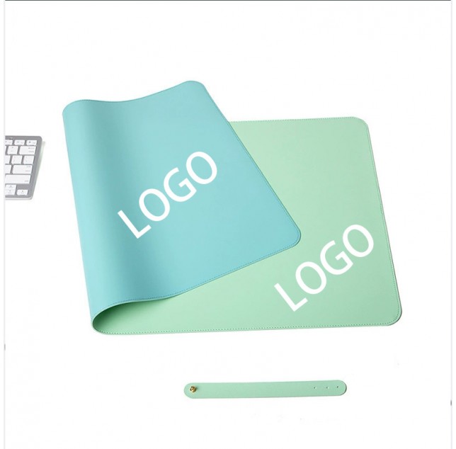 Dual-Tone Waterproof Leather Desk Mat with Customizable Logo