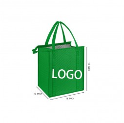 Green Insulated Non-Woven Tote Bag with Aluminum Foil Lining