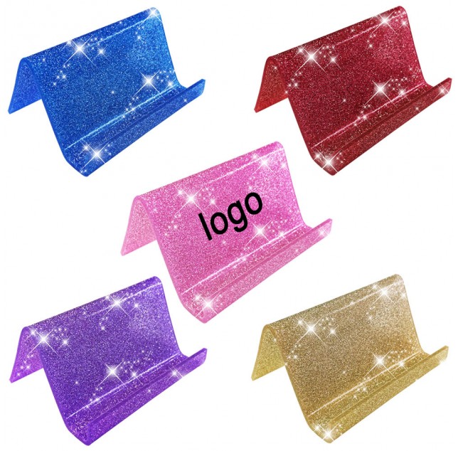 Glittery Acrylic Business Card Holder & Phone Stand