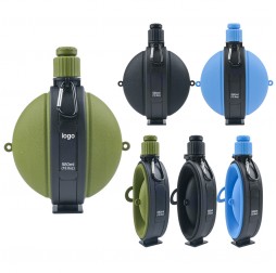 Collapsible Camping Compass Water Bottle - Portable Silicone Travel Flask
