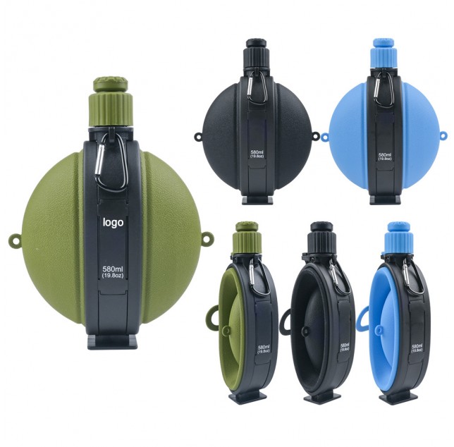 Collapsible Camping Compass Water Bottle - Portable Silicone Travel Flask