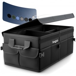 Collapsible Car Trunk Organizer - Foldable Storage Box with Adjustable Dividers