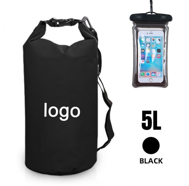 Outdoor Adventure Waterproof PVC Dry Bag with Phone Case - 5L Capacity